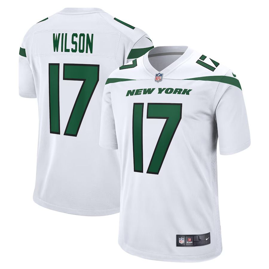 Men New York Jets 17 Garrett Wilson Nike White Game Player NFL Jersey